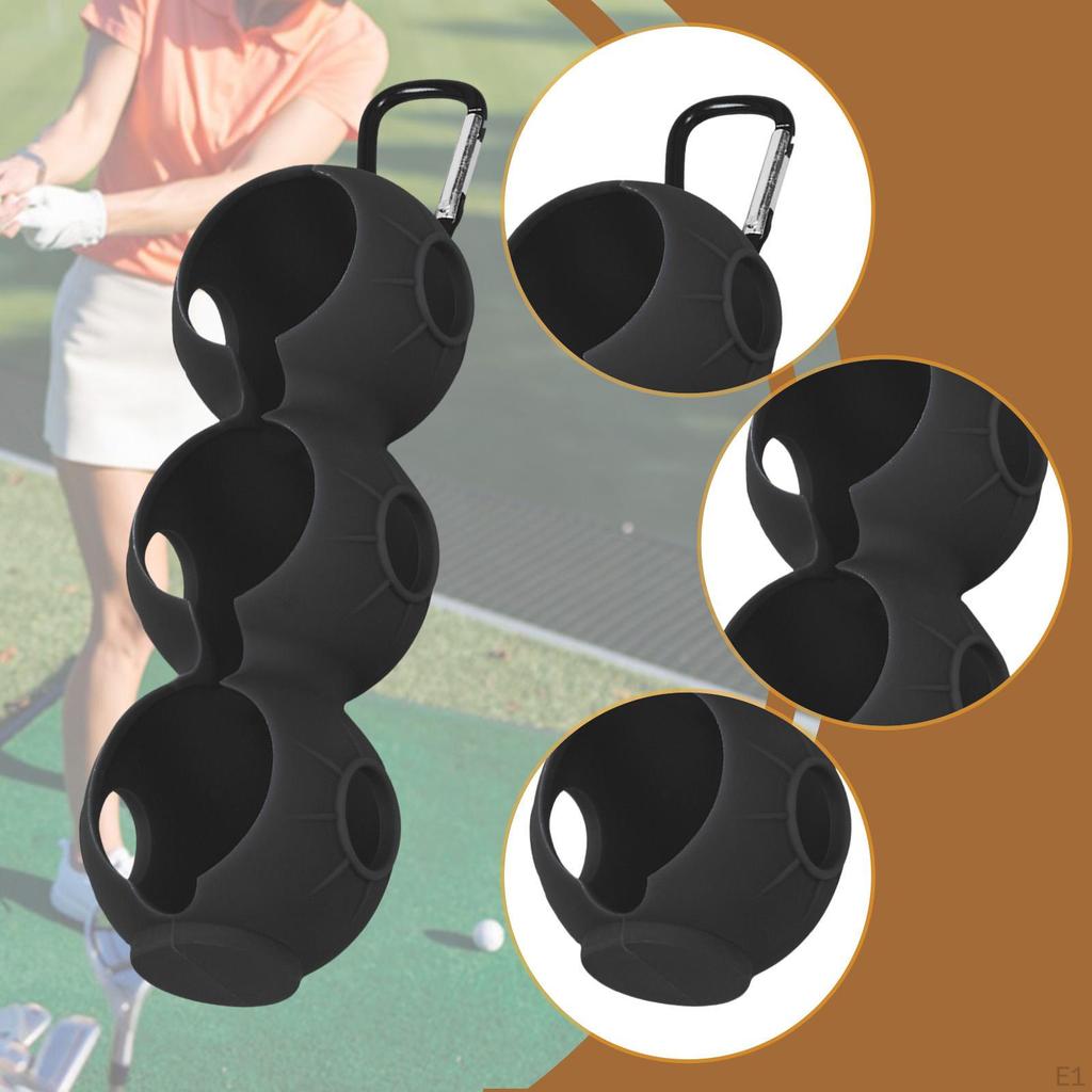 Golf Ball Holder Carrier Lightweight with Hook Holds 3 Balls Sleeve Bag for Training Recreation