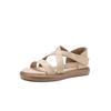 Frauen Sandalen: Weiche Sohle, Keine Laufmüdigkeit, Rindsleder erste Schicht, Kreuzriemen, Dicke Sohle, Lammfellfutter, Offene Hausschuhe, Lässiger Stil.