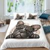Bulldog Bettbezug Französische Bulldoggen Bettwäscheset Einzel Polyester Schokolade Welpe Haustier Hündchen Tier Steppdeckenbezug Für Hundeliebhaber Geschenke