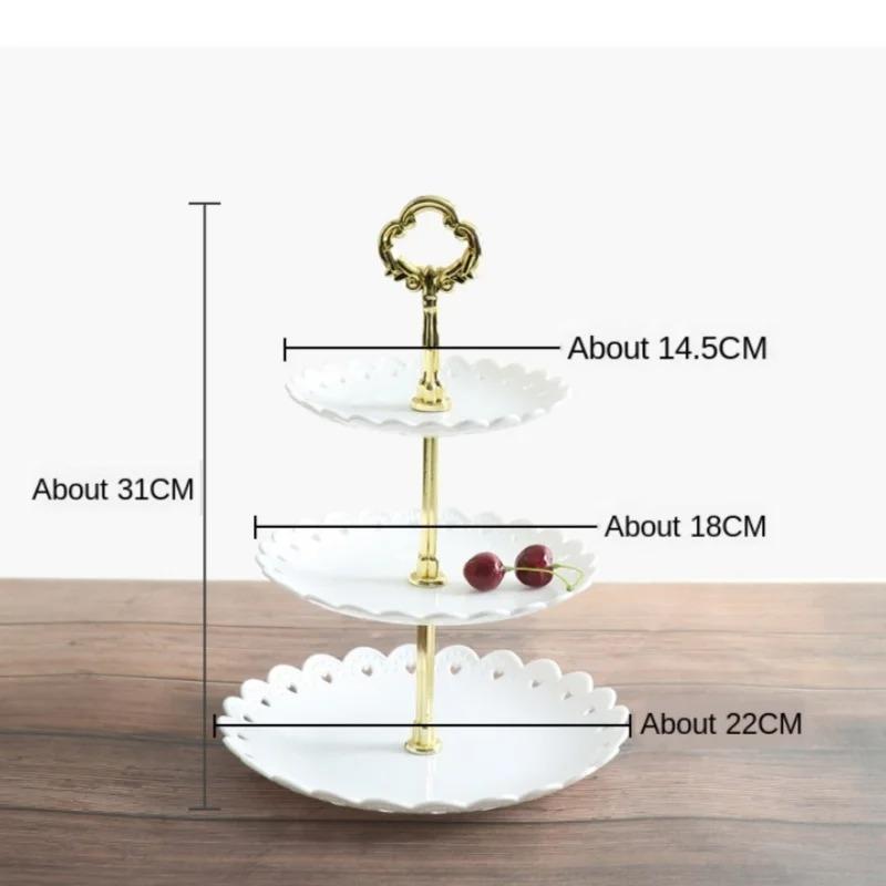 3 Layer Cake Stand Fruit Plate Tray Display Birthday Party Dessert Wedding Three Layer Cake Count Heart Rack Dessert Plate