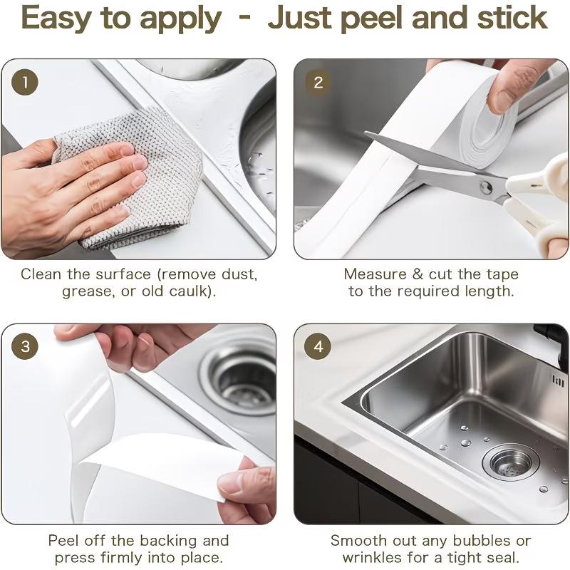 1PC Self-Adhesive Caulk Strip Tape for Bathtub,Sink,Home,Bathroom Decor, Edge Protector,Water-Resistant Sealant,Stain&Sandproof