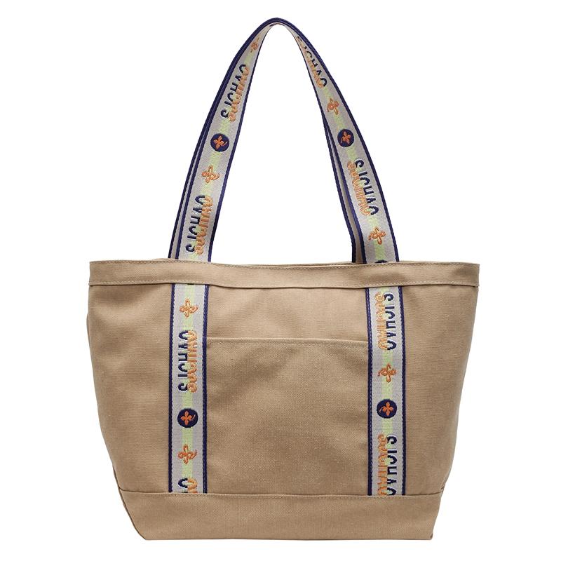 

Большая вместительная холщовая сумка-тоут для женщин, сумка через плечо для поездок на работу, сумка для студентов хаки