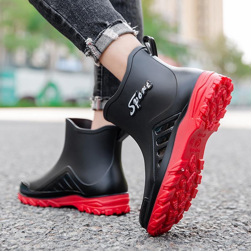 Fashion Short Rain Shoes Men's Adult New Rain Boots, Light and Wear-resistant Rubber Shoes, Kitchen Non-slip Low-top Waterproof Shoes