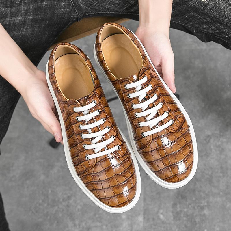 Spring New Luxury Brand Mens Shoes Leather High Quality Oxford Shoes Lace-up Leather Designer White Sole Casual Shoes Footwear