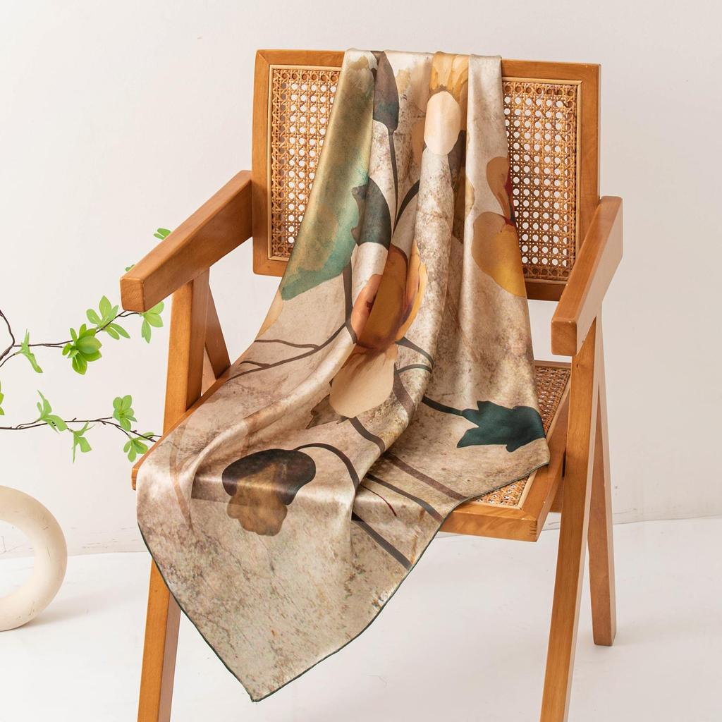 Korean Style Vibe 2026 Spring/Summer Mulberry Silk Scarf for Women - Versatile Print Neck Protector