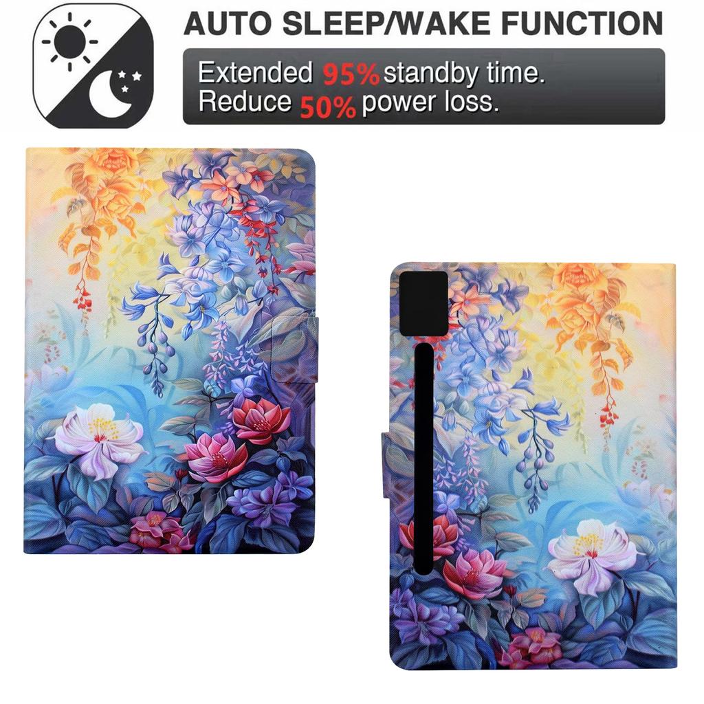 For Lenovo Idea Tab Pro/Tab P12 Pro Gen 2 Case Colorful Pattern Painting Card Slots Stand Leather Tablet Cover with Auto Sleep/Wake