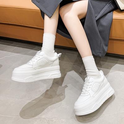Small Height-increased Women's Shoes Muffin Thick-soled White Shoes Women's Leather All-match Lightweight Sports and Leisure Shoes
