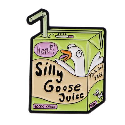 Silly Goose Juice Enamel Pin Funny Brooch Pines Lapel Pins Badge On Backpack Clothing Accessories Fashion Jewelry Party Gift