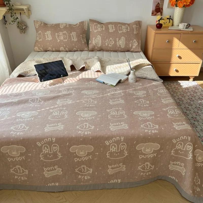 2025 new cotton three-layer gauze jacquard multi-functional summer quilt blanket bed cover pillow towel thin machine washable