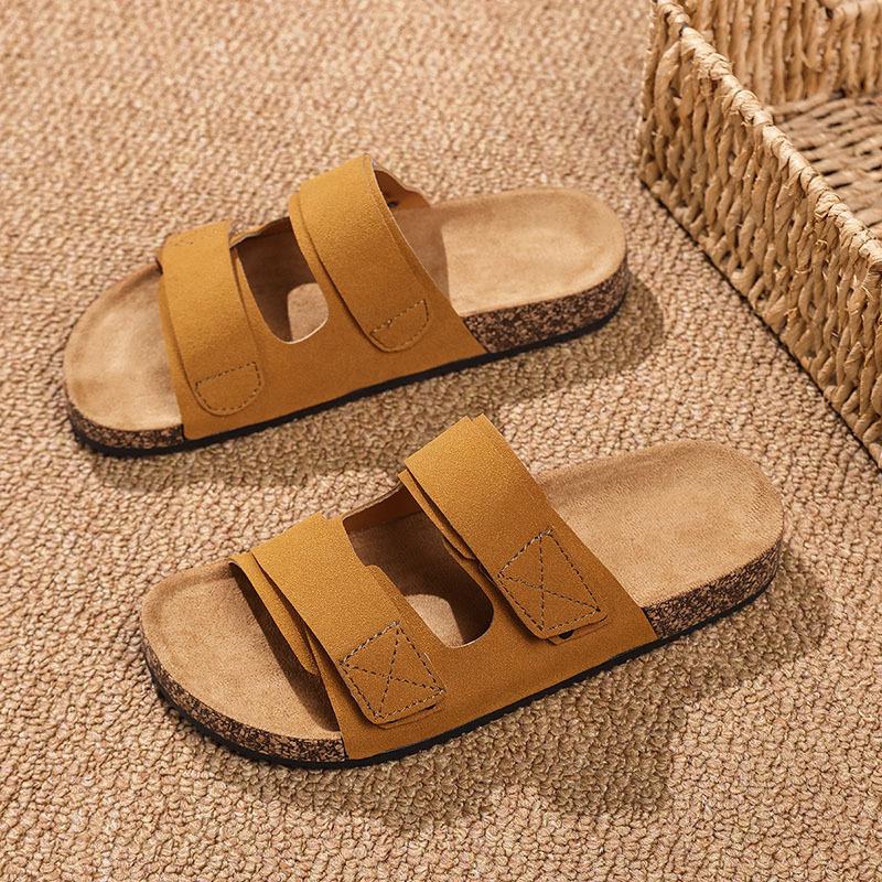 Men's Spring and Summer Low Board Rubber Sole Sandals Cork Outdoor Beach Wear One-Flip Fashion Personality Casual Shoes