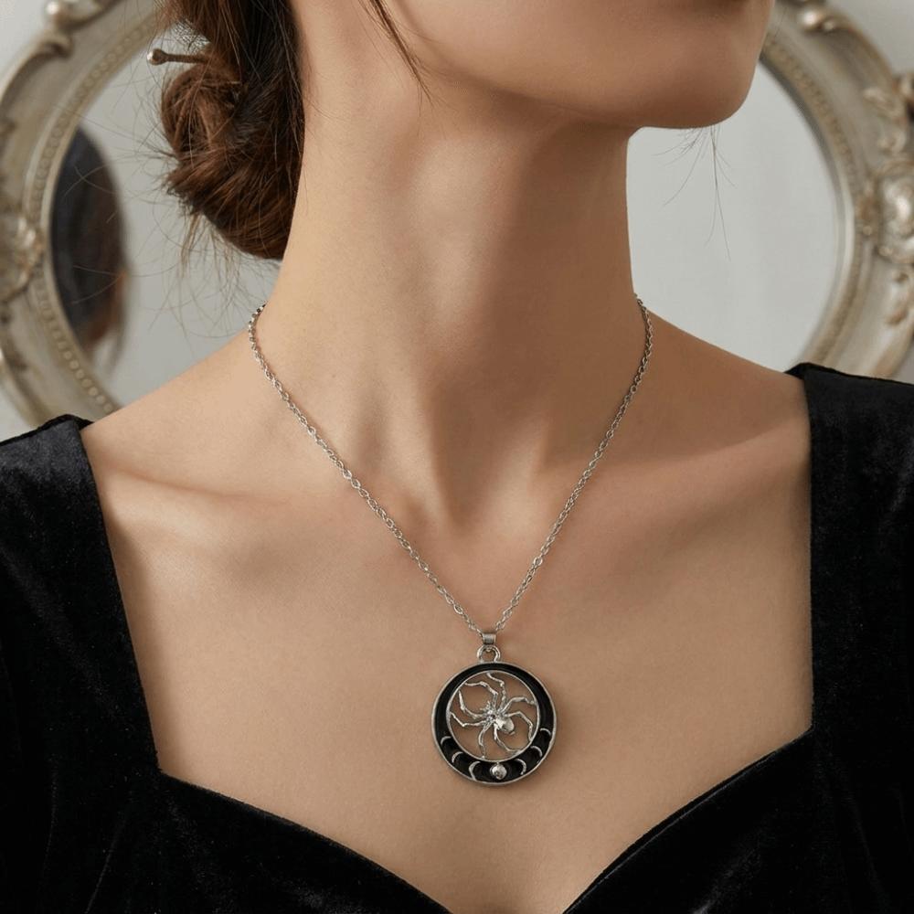 Zinc Zinc Alloy Gothic Clavicle Chain Black Silver Halloween Heart Choker Bat Wings Pendant Necklace  Party