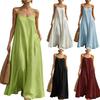 Women's Sleeveless Maxi Dress with Adjustable Spaghetti Straps Flowy Loose Fit Long Sundress with Pockets for Casual Wear