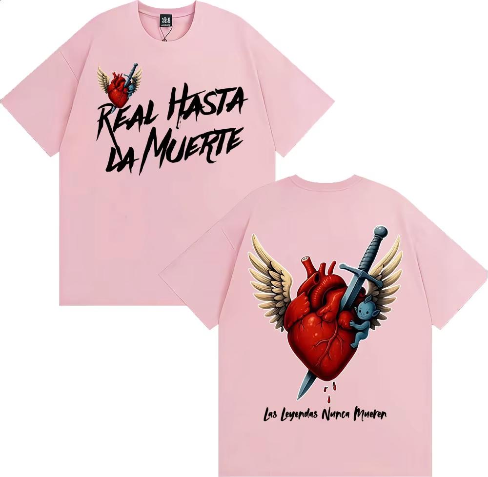 Anuel AA Rhlm 2 Real Hasta La Muerte Heart T Shirt Men Women Fashion Retro Short Sleeve Tshirts Cotton ONeck Tshirt