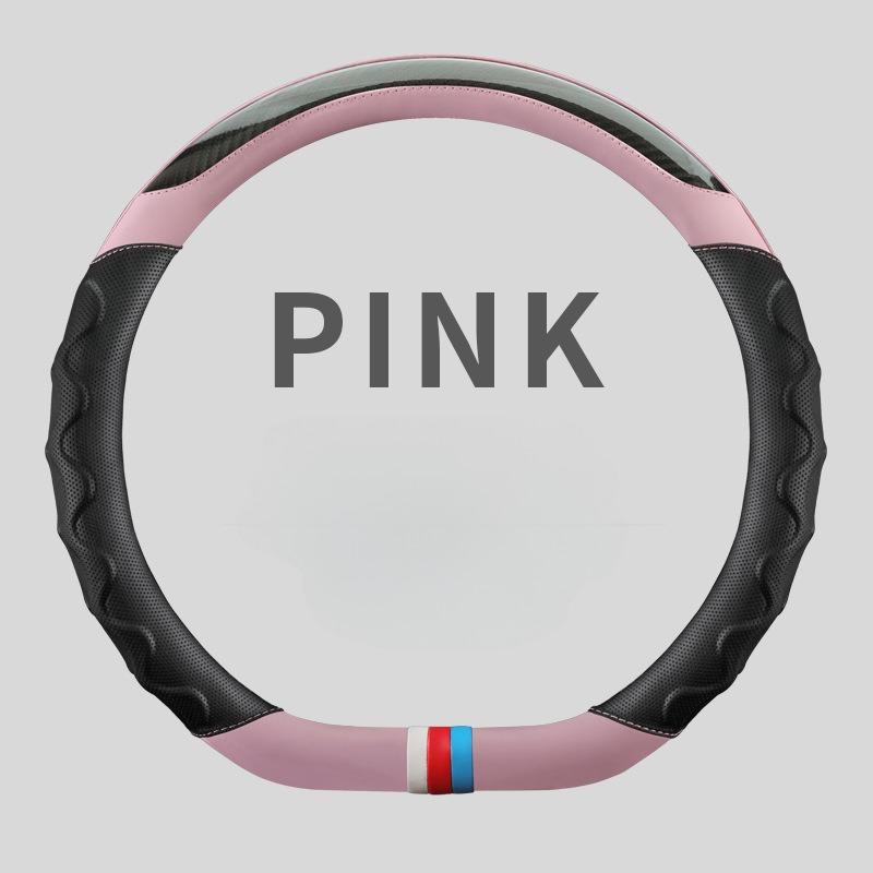 Carbon Fiber Leather Steering Wheel Cover 38CM Universal Car Steering Wheel Case Auto Supplies Non-slip Car Steering Wheel Cover