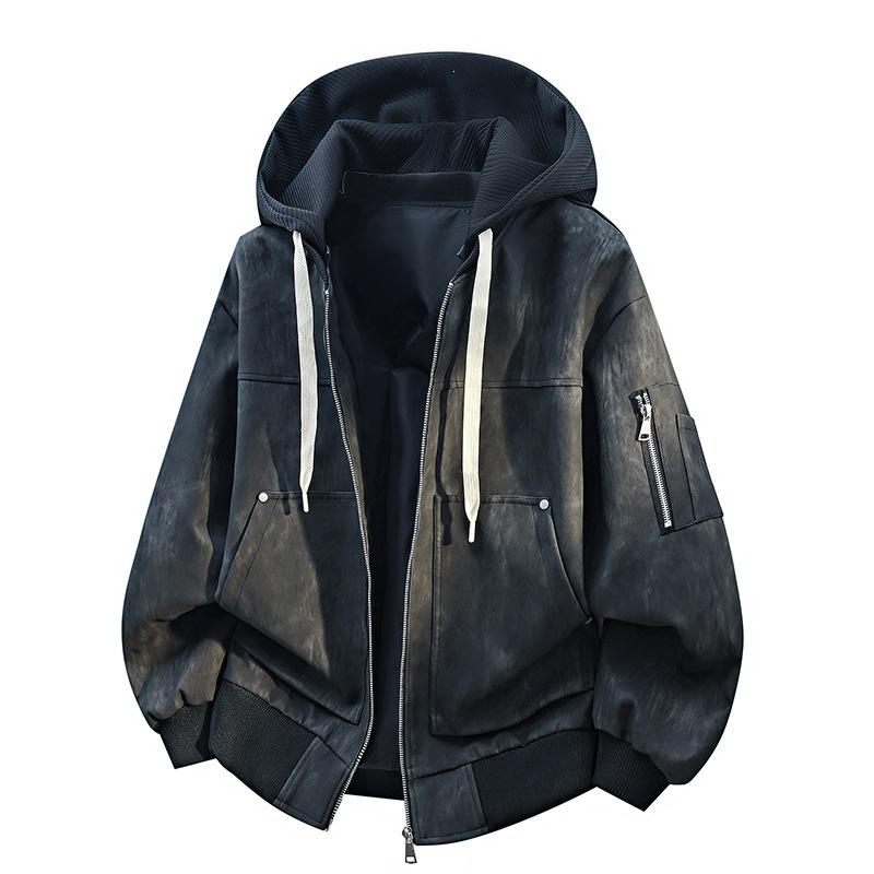 New spring hooded stylish PU leather jacket casual biker-style short men's jacket