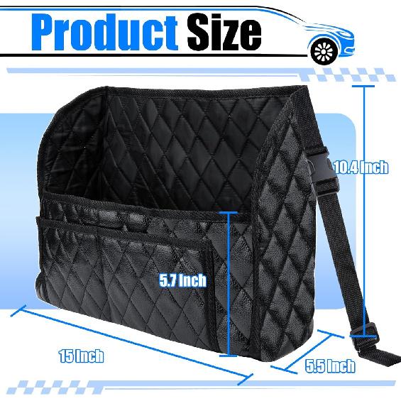 Car Purse Holder Between Seats, Leather Auto Front Seat Handbag Organizer Pocket, Large Capacity Car Net Pocket Handbag Holder, Backseat Barrier