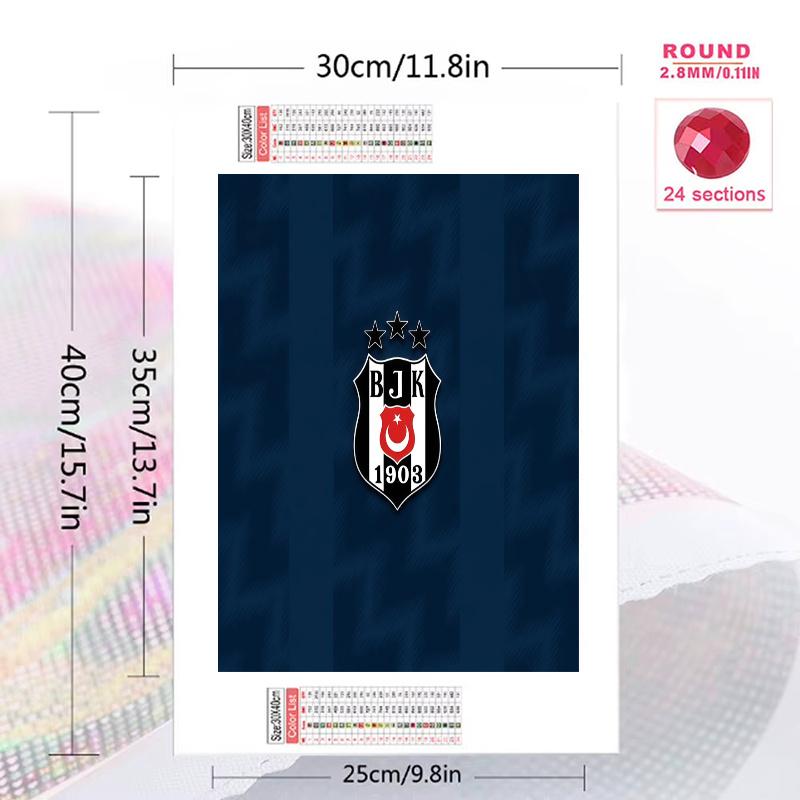 Besiktas J.K 100% Round Full Drill 5D DIY Diamond Painting Embroidery Cross Stitch Rhinestone Décor