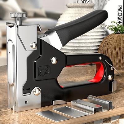 Sešívací pistole 4 v 1 Heavy Duty, Ruční nastřelovací pistole na hřebíky T/U/I/Pin, Nastavitelná síla, Víceúčelový nástroj pro domácí kutily, nábytek
