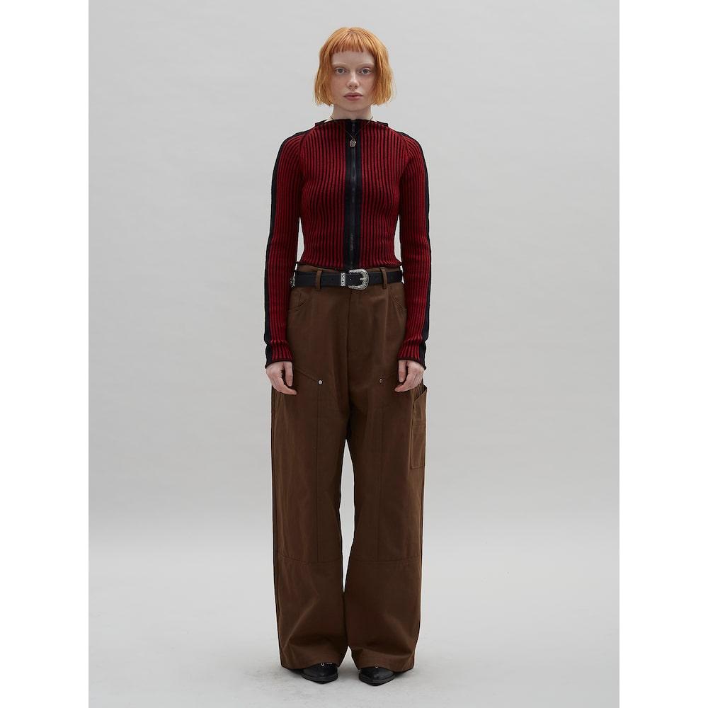 Sand Sound Boat Neck Crop Zipup Cardigan Red