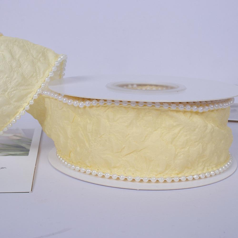 Pearl Pleated Gradient Ribbon 4cm Width 5 Yards Length Bubble Ribbon Edge Trim Embroidery Lace Snow Ribbon Cake Packaging