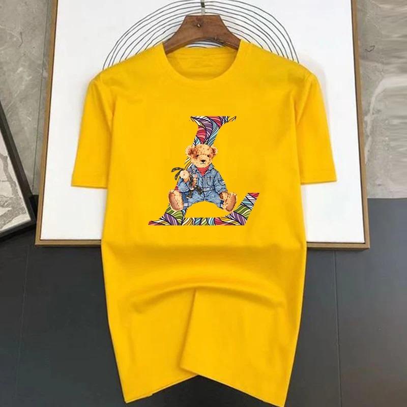 2024 Popular Luxury Brand Walking Rabbit Printing Pure Cotton Short-sleeved Unisex's Street T-shirt Loose Breathable Oversized Top