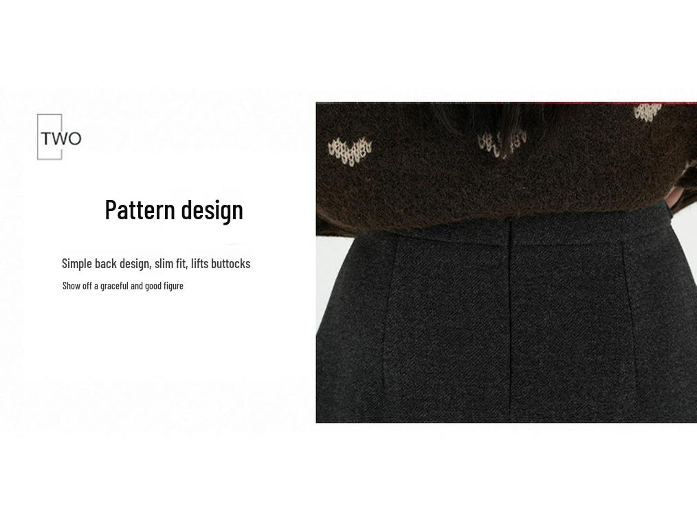 Elegantní šedá plisovaná midi sukně do pasu áčkového střihu v korejském stylu, směs vlny