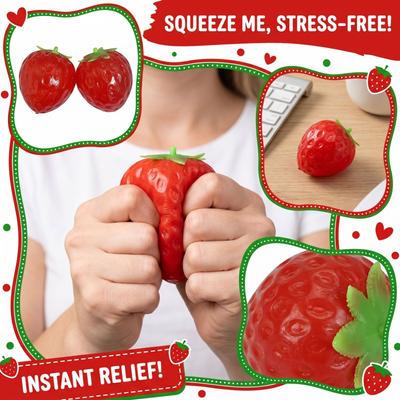 Strawberry Shape Stress Toy Sensory for Hand Exercise Relaxation Office School Home Use 5cm Size