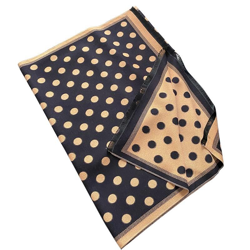 Womens Winter Knitted Scarf Wrap With Polka Dot Double-Sided Thick Warm Shawl Daily Wear