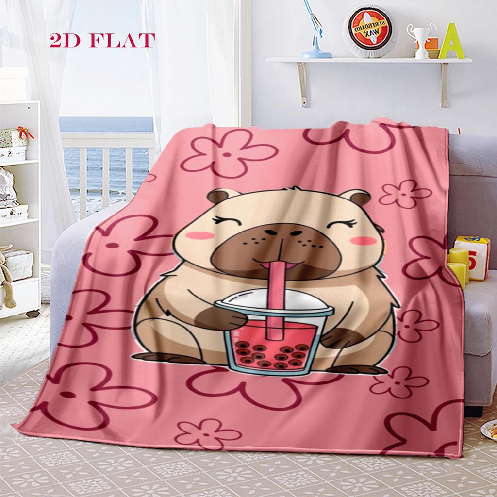 Whimsical Capybara Snacks Blanket Sofa Blanket Blanket Air Conditioning Blanket Bedroom Digital Printing