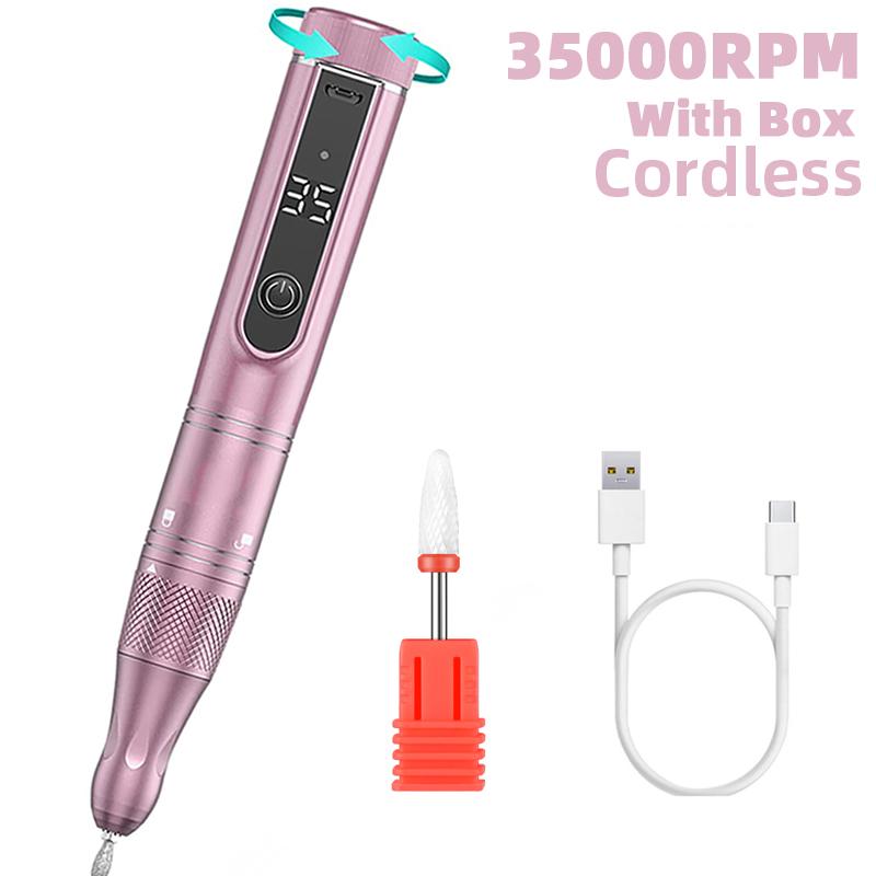 35000RPM Electric Nail Drill Machine Cordless Nail Sander for Nail Polish Rechargeable Portable Nail File for Acrylic Gel