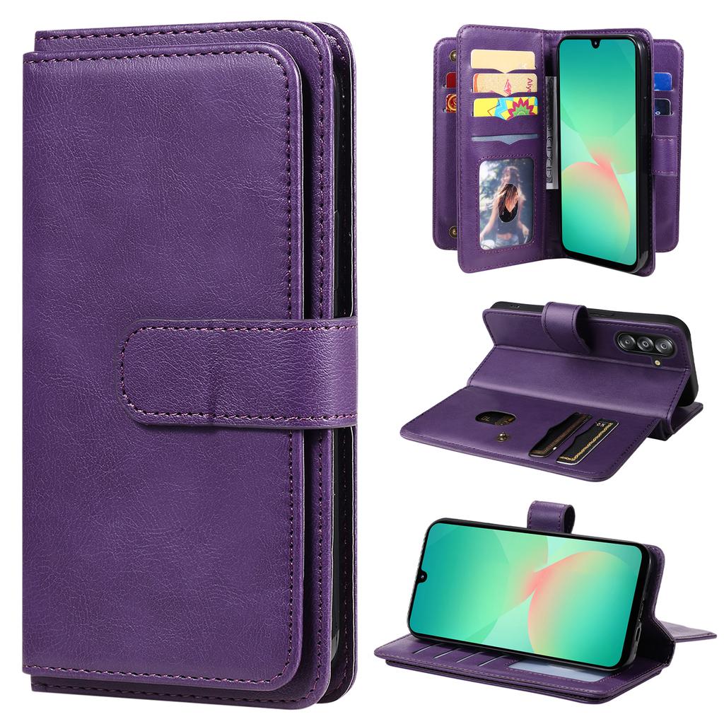 For Samsung Galaxy A17 5G/A17 4G/A26 5G/A16 5G/A16 4G Leather Case with 10 Card Holder Phone Cover Stand