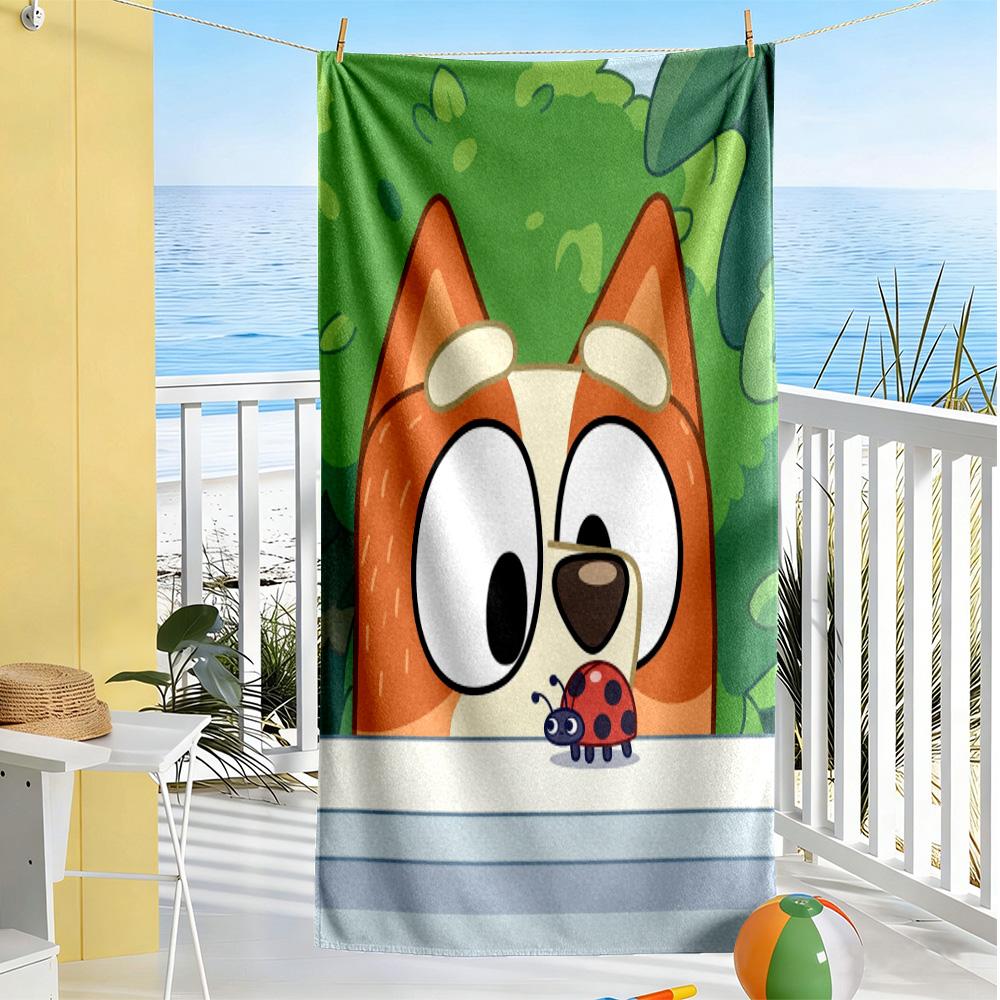 Bluey Adventures Beach Towel Super Soft Microfiber Quickdry Fabric Comfortable Lightweight