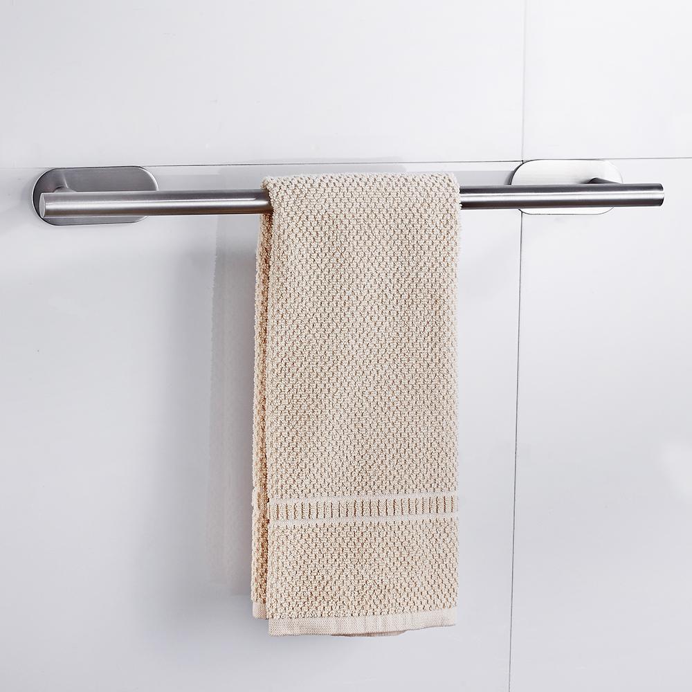 50cm Edelstahl Badezimmer Handtuchhalter Ohne Bohren Selbstklebend Wandmontiert Handtuch Kleider Ablage Halter Aufhänger Zuhause Bad Ablage