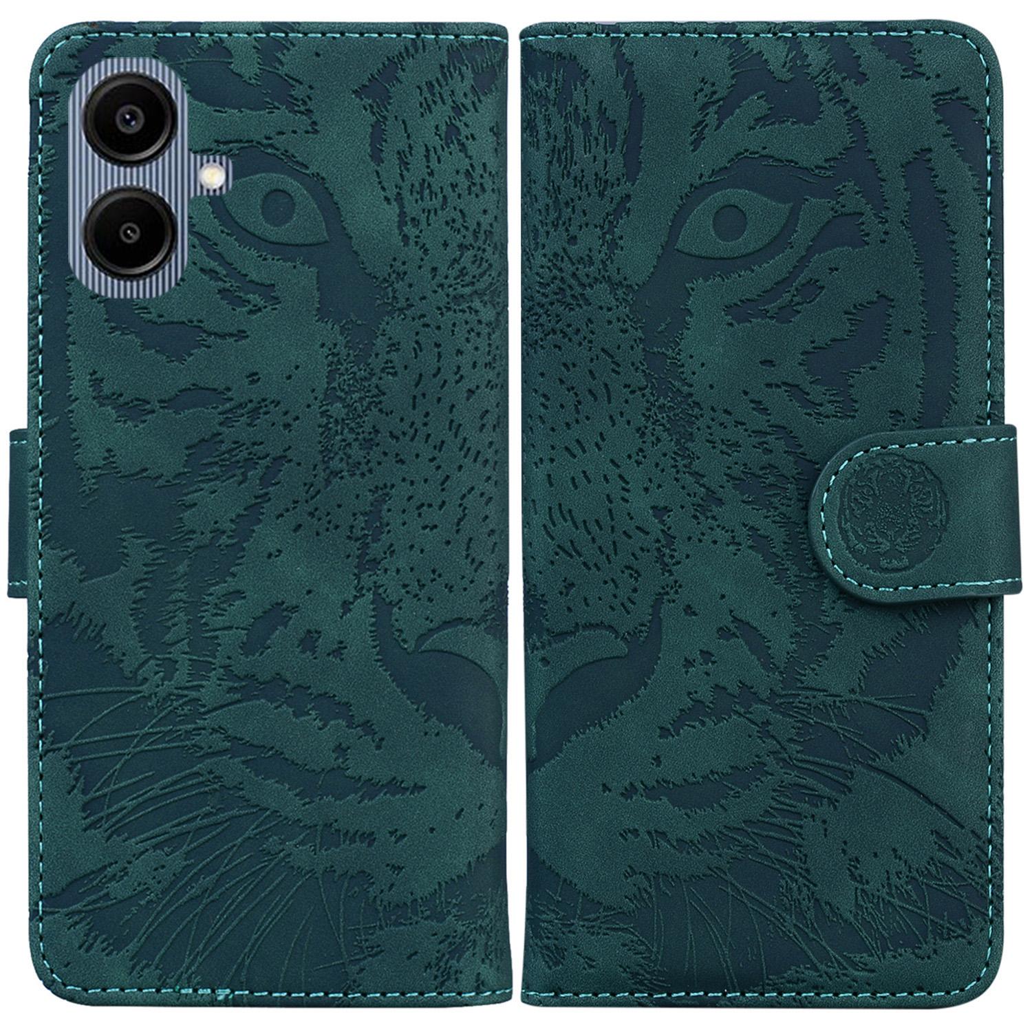 

For Samsung Galaxy A07 5G Case Tiger Imprint Leather Wallet Phone Cover Green