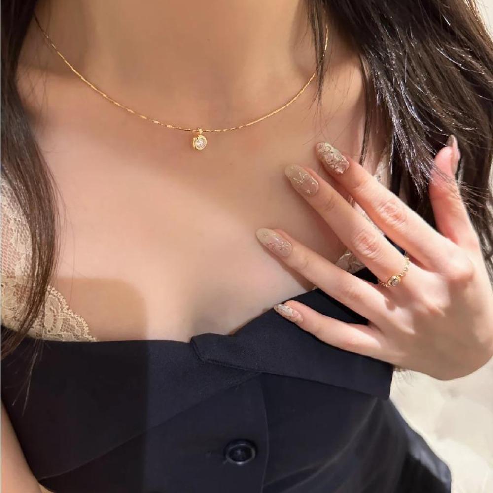 

24k Gold Plated Sparkling Bubble Necklace Women Trendy Chic Delicate Luxury Pendant Collar