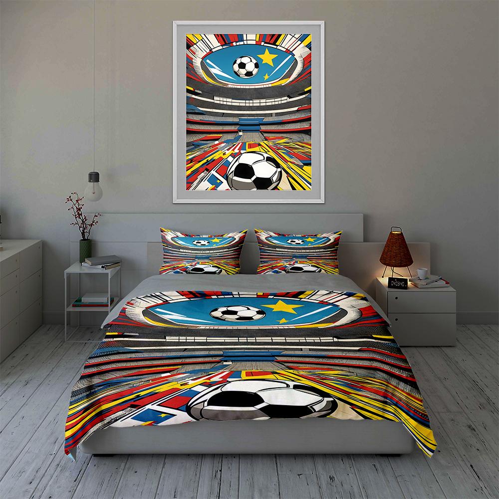 Soccer-themed, colorful, dynamic. Bedding Duvet cover sets Duvet covers Pillowcases gifts (1 * Duvet Cover 2 * Pillowcases, without duvet insert)