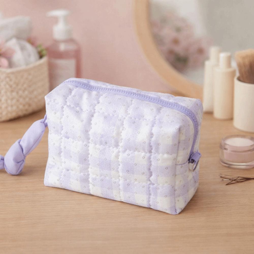 Karierte Kosmetiktasche im koreanischen Stil, große Kapazität, Federmäppchen für Damen, Kulturtasche, für den täglichen Gebrauch