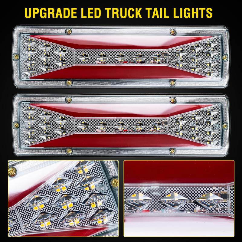 2PC Trailer Tail Light 41LED Brake Running Turn Signal Reverse Light IP65 Waterproof 12V Truck Trailer Caravan Van RV UTV Camper