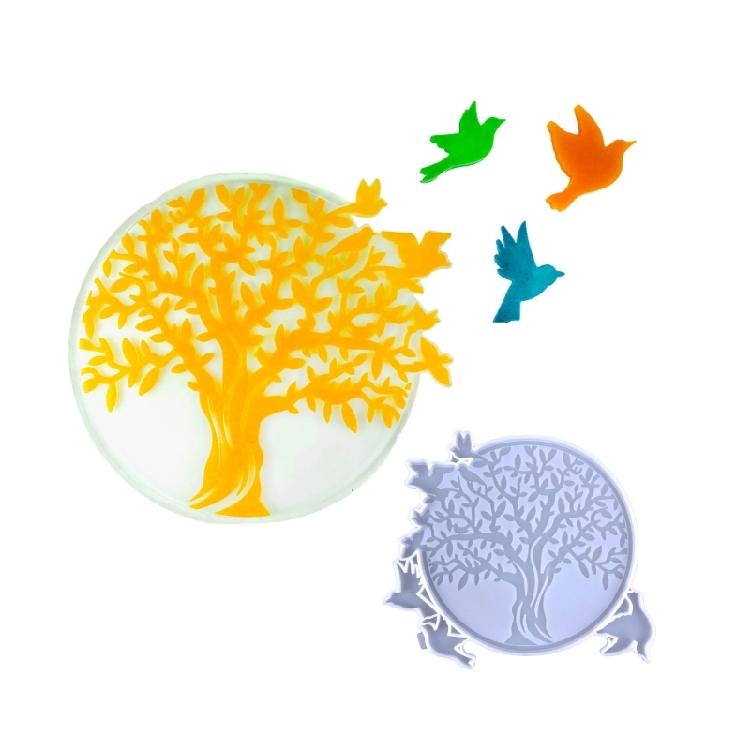 Tree-of-Life and Bird Wall Art Silicone Molds Epoxy Resin Casting Molds for DIY