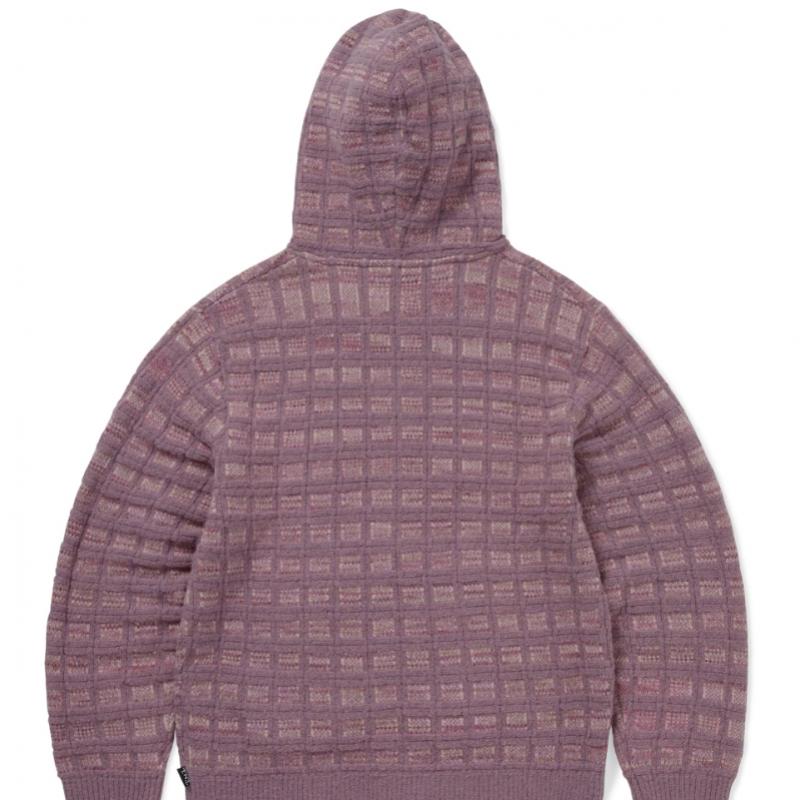 Felpa con cappuccio e zip in maglia testurizzata, rosa polvere