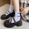 Round Head Retro British Style Small Leather Shoes 22 New Summer Platform Thick Heel French Trendy Mary Jane Single Shoes