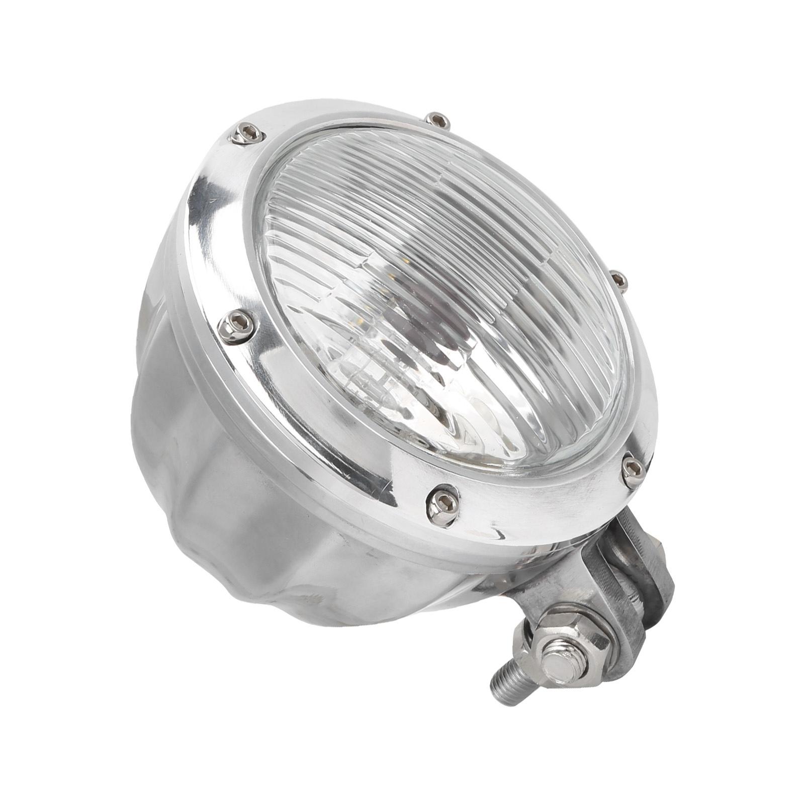 

12V Retro Motorcycle Headlight Round Front Lamp High Low Beam Bright Yellow Light Universal