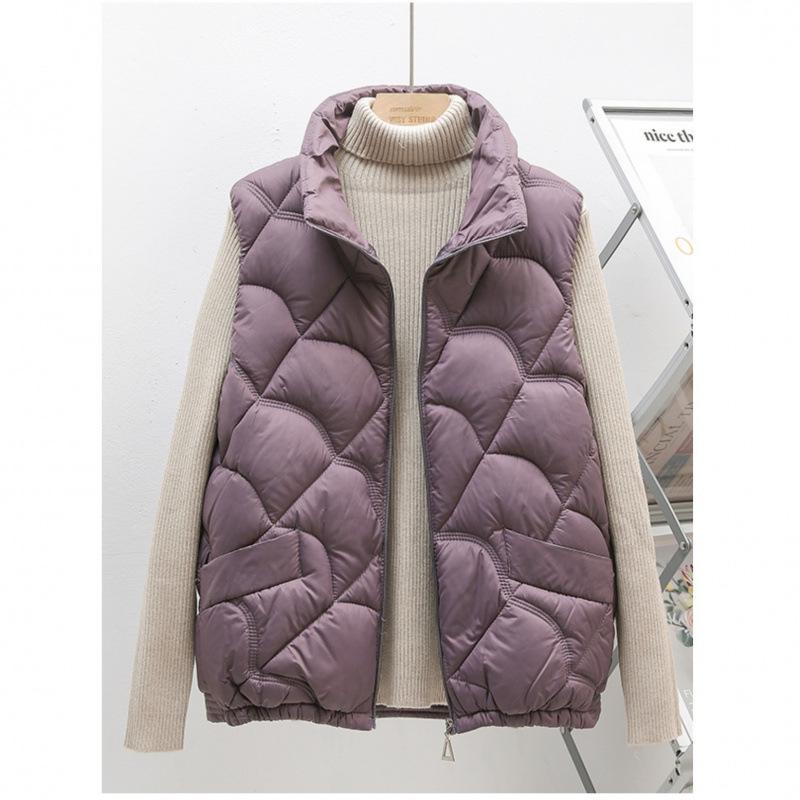 

Женский модный приталенный жилет со стойкой - Осенне-зимняя повседневная безрукавная верхняя одежда для мам среднего возраста. 3XL 120-135 jin