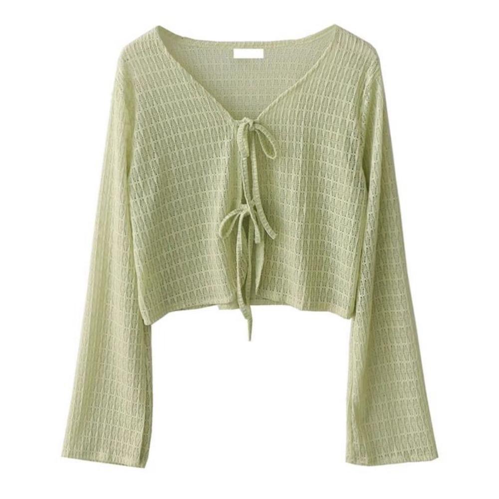 Niebieski Kardigan Bluzka Damska Cienka Dzianinowa Odzież Przeciwsłoneczna ze Spódnicą na Szelkach