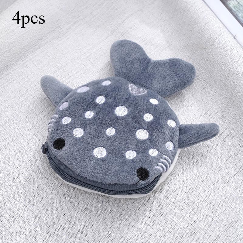 4pcs, Cartoon Shark Plush Coin Purse, Cute Pendant, Data Cable Bag,Zipper Bag,Suitable for Christmas,Halloween and Thanksgiving.