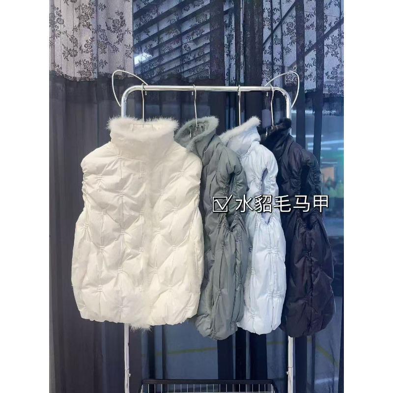 Autumn and winter new white duck down jacket vest women's short mink hair outer wear stand-up collar fashion vest jacket