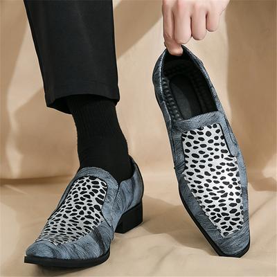 Abito Casual alla Moda Britannico da Gentiluomo con Patchwork a Macchie di Leopardo e Punta, Scarpe Derby da Uomo, Calzature Formali per Matrimonio e Rientro a Casa