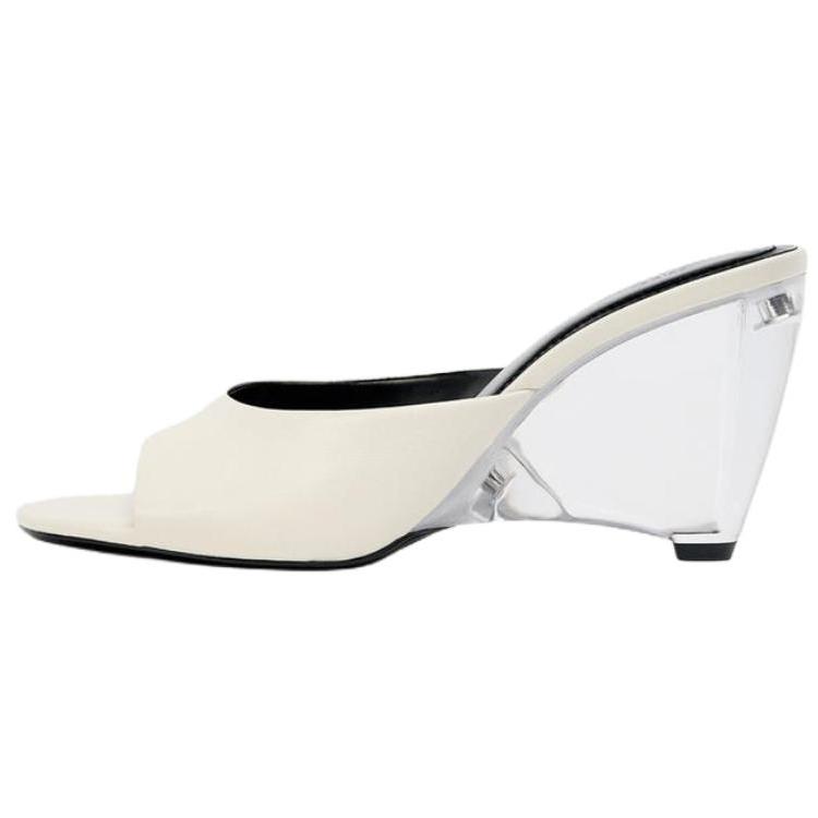 

Zara Elegant Open-Toe Transparent Wedge Leather Mules High Heels Women Footwear Light-Beige 1312610002 36