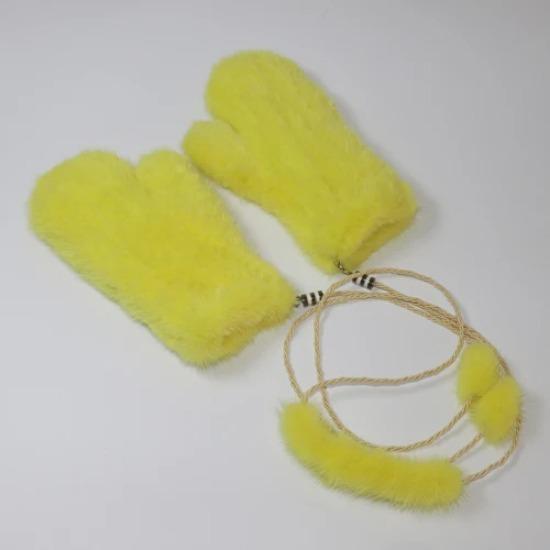 New Knitted Natural Mink Fur Gloves Women Winter Warm Good Elastic Mink Fur Mittens Russian Female Genuine Fur Glove