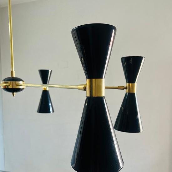 Handcrafted Brass Sputnik Chandelier 8 Arm Mid Century Stilnovo Style
